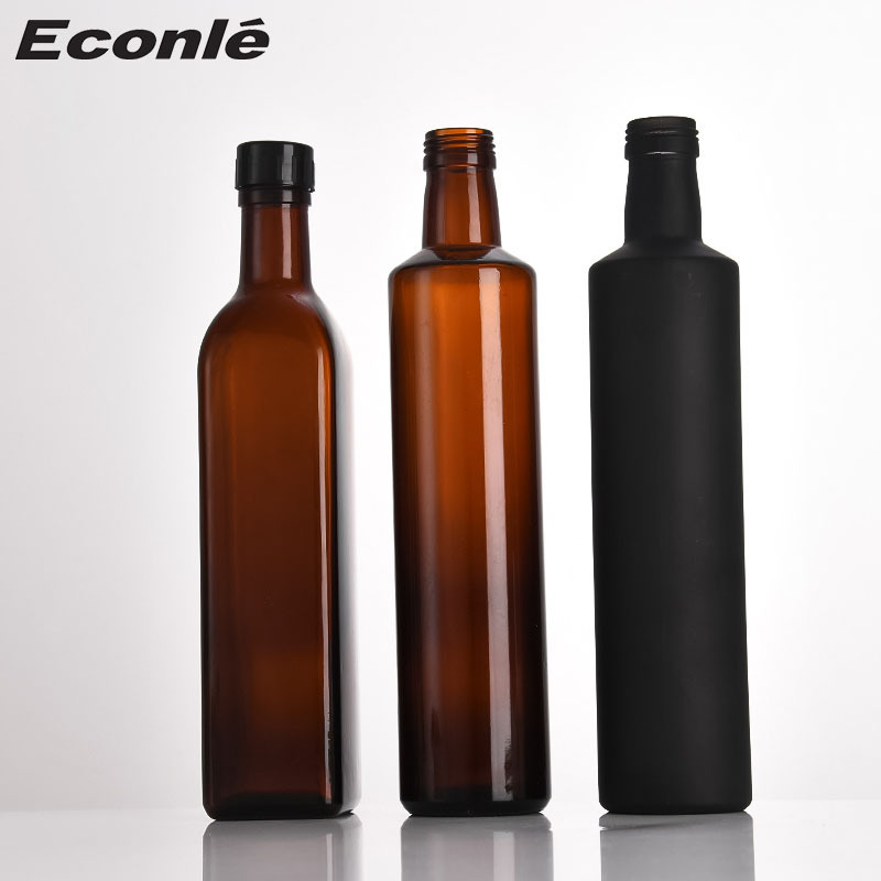 Wholesale 500 ml and 1l olive oil bottle Matte black glass olive oil bottle and vinegar bottle 75cl 25cl