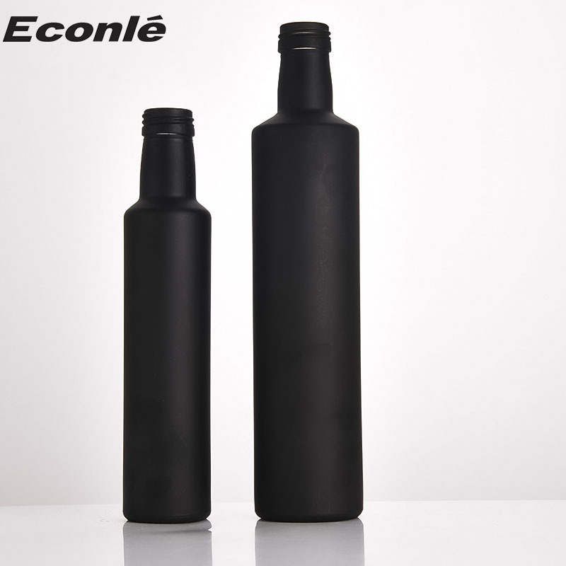 Wholesale 500 ml and 1l olive oil bottle Matte black glass olive oil bottle and vinegar bottle 75cl 25cl