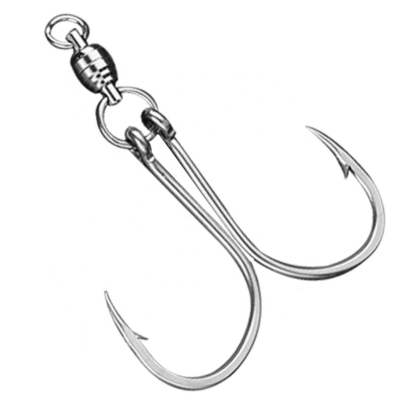 Ecooda Cyan Blue Light Jigging Hook for Spanish mackerel chain fishing hook made of 402J2 stainless steel