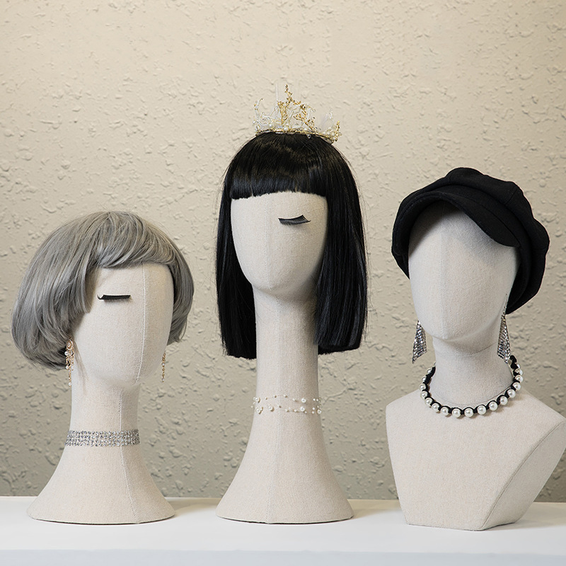 Factory outlet abstract without hair for jewelry hat and scarf display fabric cover abstract mannequin head