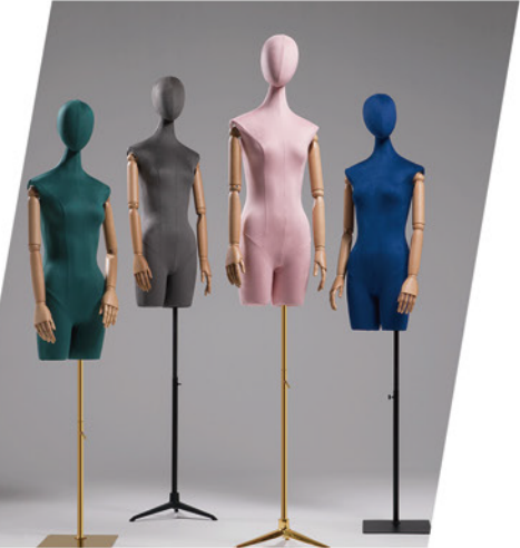 Clothing Cheap Dress Form Tailoring Female Velvet Wrapped Display Mannequin with Base