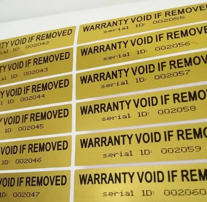 Unique Serial number Security Hologram Stickers Authentic Warranty Void Tamper Proof Labels Evident Holographic Sealing Sticker