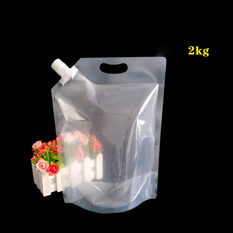 Biodegradable 100ml 200ml 1000ml Clear Transparent Carry Squeeze Bag PLASTIC Spout Shape Pouch Juice Drink With Closure Up Pouch