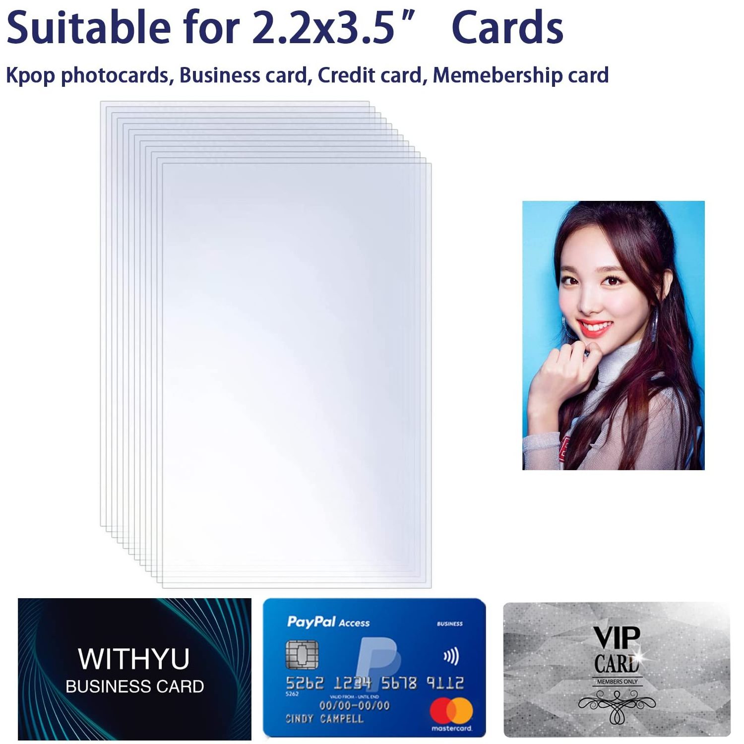 OCM/ODM Kpop Ultra Clear 8 Mils Thick Top Loading Card Protector Photocard Sleeves For Kpop Business Card Credit Card