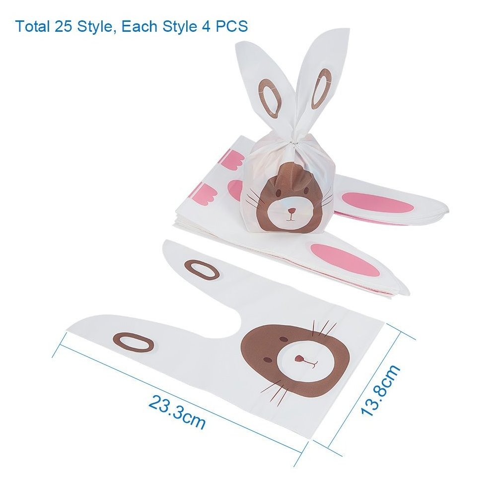 Custom Easter Cartoon Cute Children Rabbit Long Ear Bunny Bag Lovely Bunny Ears Gift Wrap Candy Plastic Packing Decoration Bags