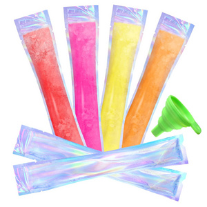 Bpa Free 11 X 1.96 Inch Freezer Diy Yogurt Tubes Plastic Popsicle Making Mold Bag Holographic Ice Pop Bags