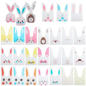 Custom Easter Cartoon Cute Children Rabbit Long Ear Bunny Bag Lovely Bunny Ears Gift Wrap Candy Plastic Packing Decoration Bags