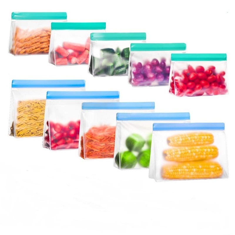 Washable Custom PEVA Food Pouch Safe Reusable Snack Bags Freezer-Safe Convenient Storage Bags Ziplock Bags