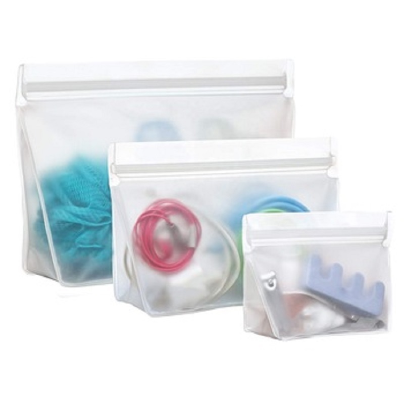 Washable Custom PEVA Food Pouch Safe Reusable Snack Bags Freezer-Safe Convenient Storage Bags Ziplock Bags