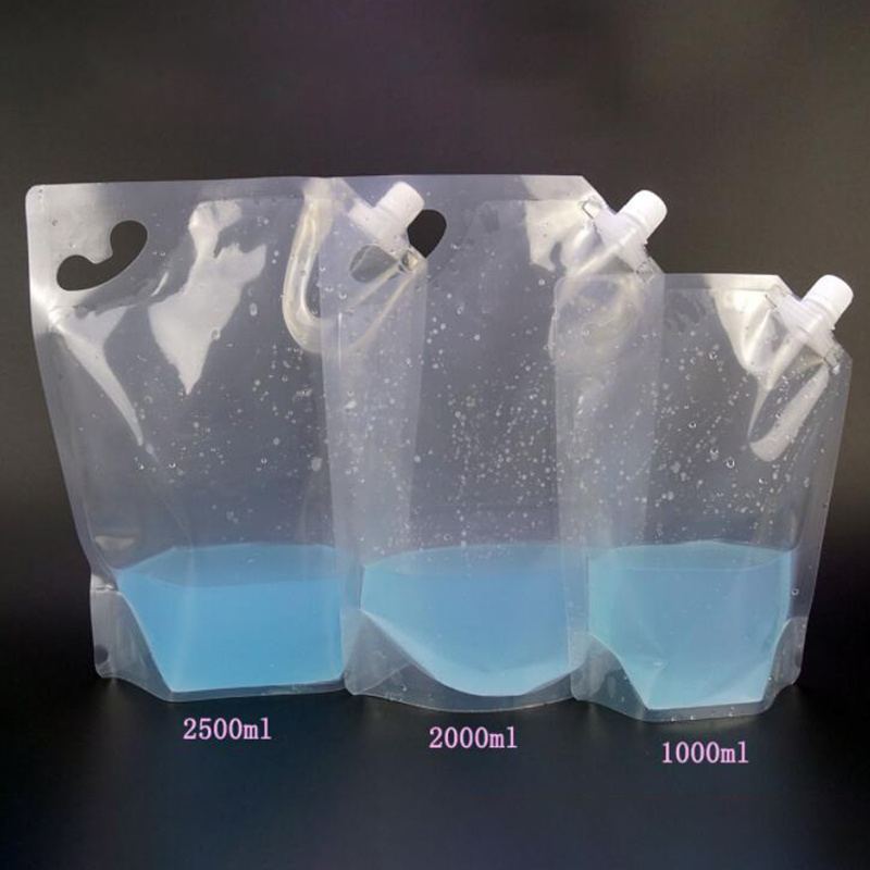 Biodegradable 100ml 200ml 1000ml Clear Transparent Carry Squeeze Bag PLASTIC Spout Shape Pouch Juice Drink With Closure Up Pouch