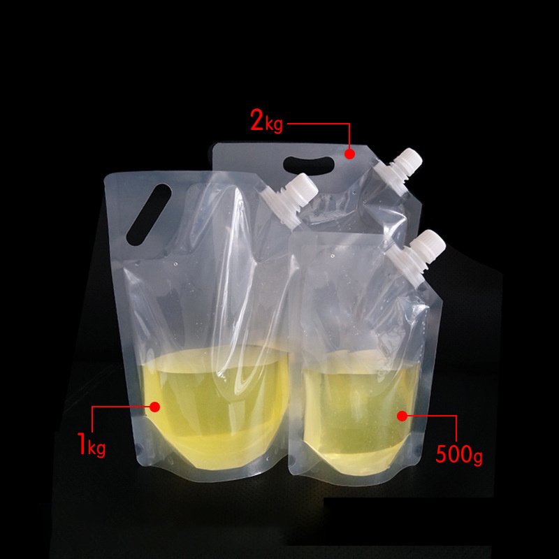 Biodegradable 100ml 200ml 1000ml Clear Transparent Carry Squeeze Bag PLASTIC Spout Shape Pouch Juice Drink With Closure Up Pouch