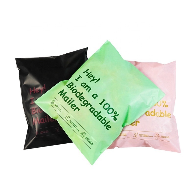 Fashion Biodegradable PE Handle Shipping Bag Custom Size Poly Mailer for Eco Logistics Courier Mailing with Paper Window Pocket