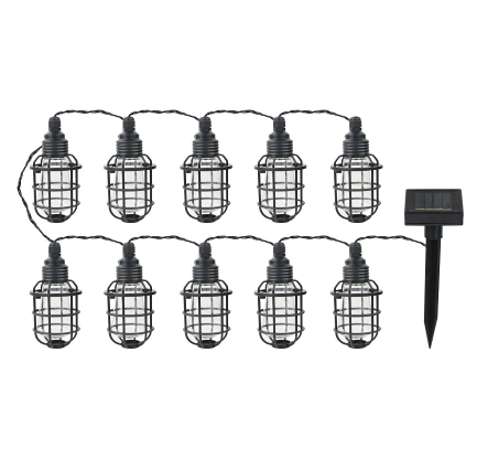 10 Pcs Solar Powered Outdoor String Lights Hanging Solar Vintage Lanterns LED Bulb 2700K IP44 Waterproof Outdoor Light Street