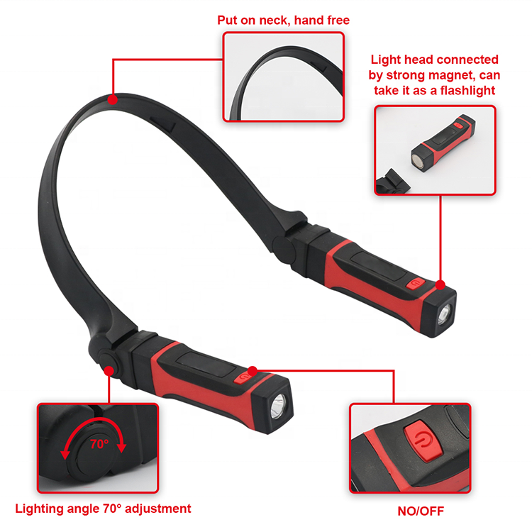 2023 New 2 in 1 LED knock-down work light Magnet dual flashlight Night light Detachable Emergency Hanging neck work light