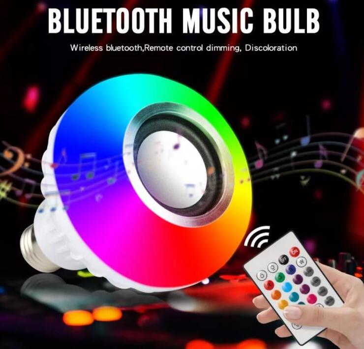 LED Smart Music Bulbs, 12W E27 RGB Music Bulb Speaker with 24 Keys Remote Control