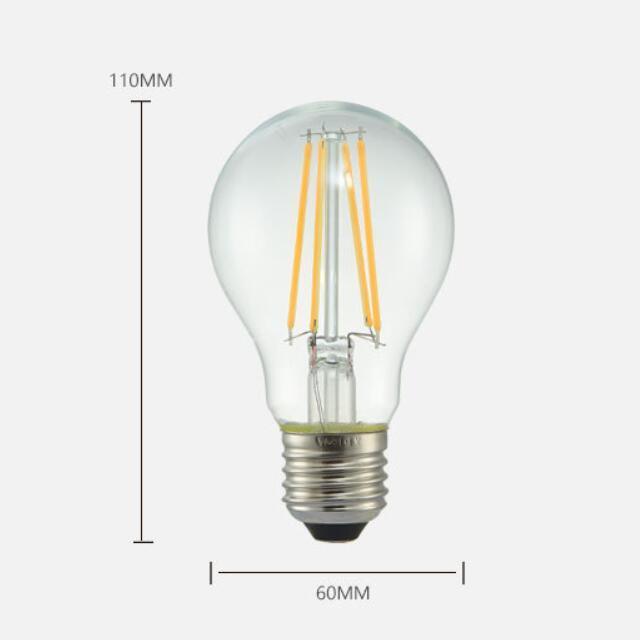 2W 4W 6W 8W Led Filament Bulb E27 E26 Vintage Glass Edison Dimmable A60 LED Light Bulb For Home Decoration