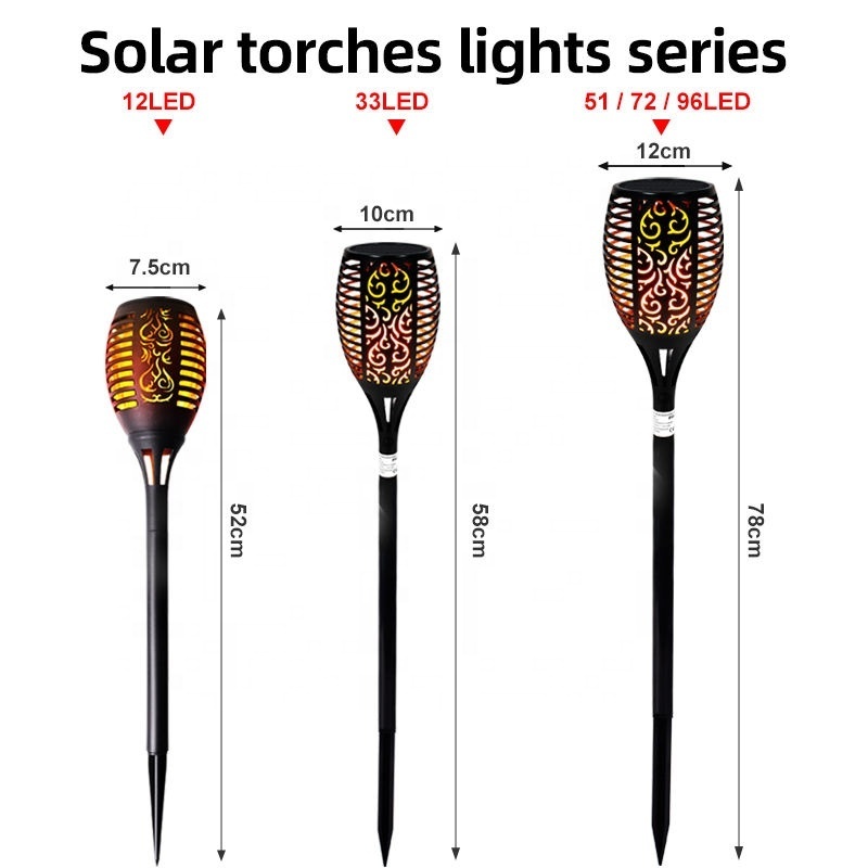 6 led 12 led Solar Flame Light Waterproof Dancing Flame Light solar tiki torch light with flickering flame