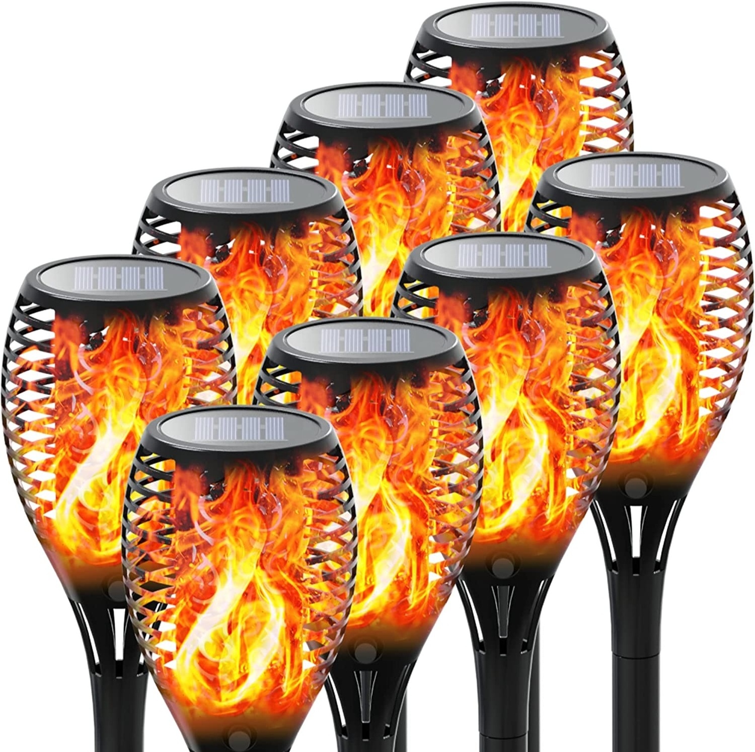 Wholesale 12 33 51 72 96 LED Tiki Torches led solar flickering flame torch lights outdoor garden solar flame light