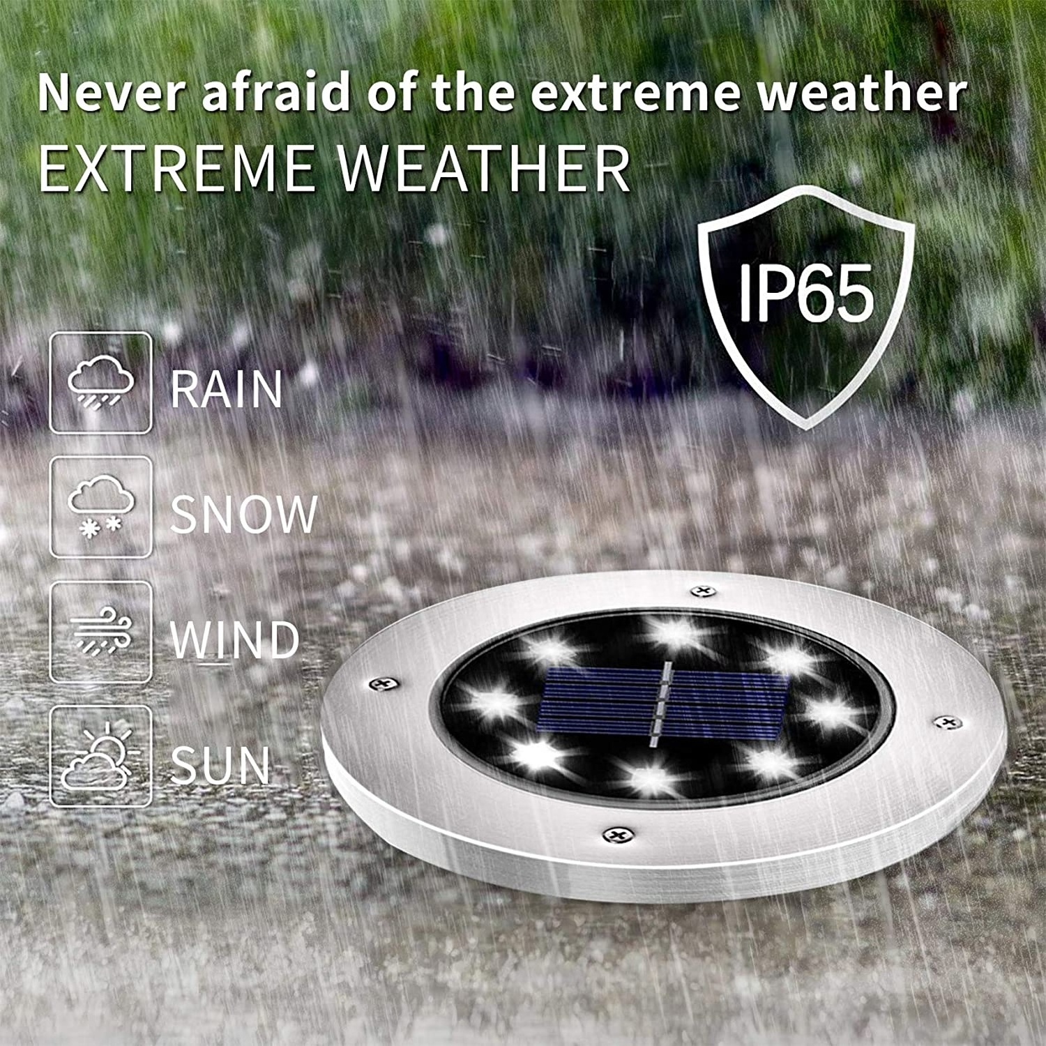 Stainless Steel 8 LED Ip65 Waterproof Disk Deck Light Solar Ground Lights for garden in ground solar ground light