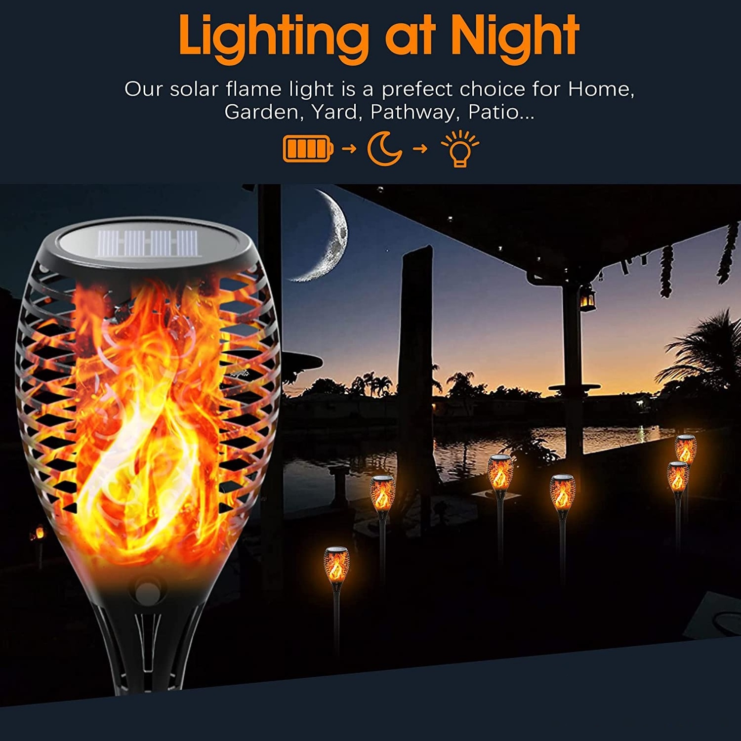 33 led yard tiki solar torches flickering flame torch lights outdoor waterproof for outside