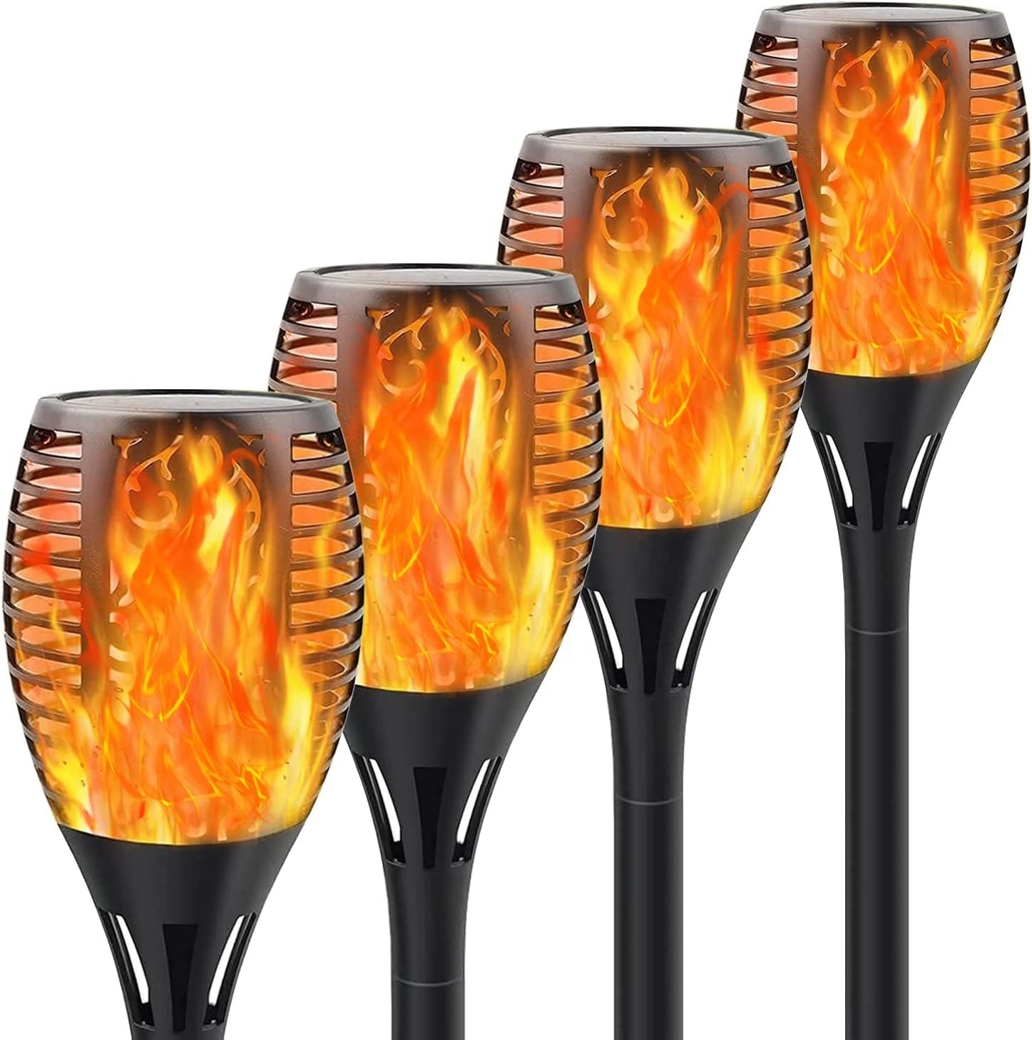 33 led yard tiki solar torches flickering flame torch lights outdoor waterproof for outside