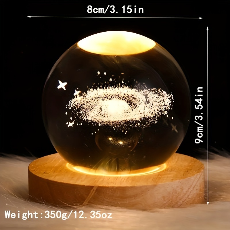 3D  Crystal Ball Night Lamp Luminous Crystal Ball Light Decoration Solar System Led Night Lights