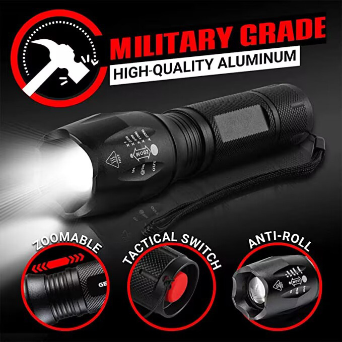 Wholesale Dimmable high lumens Rechargeable Flashlight Torch, Super Bright Zoom Powerful Torch Tactical led Flashlight