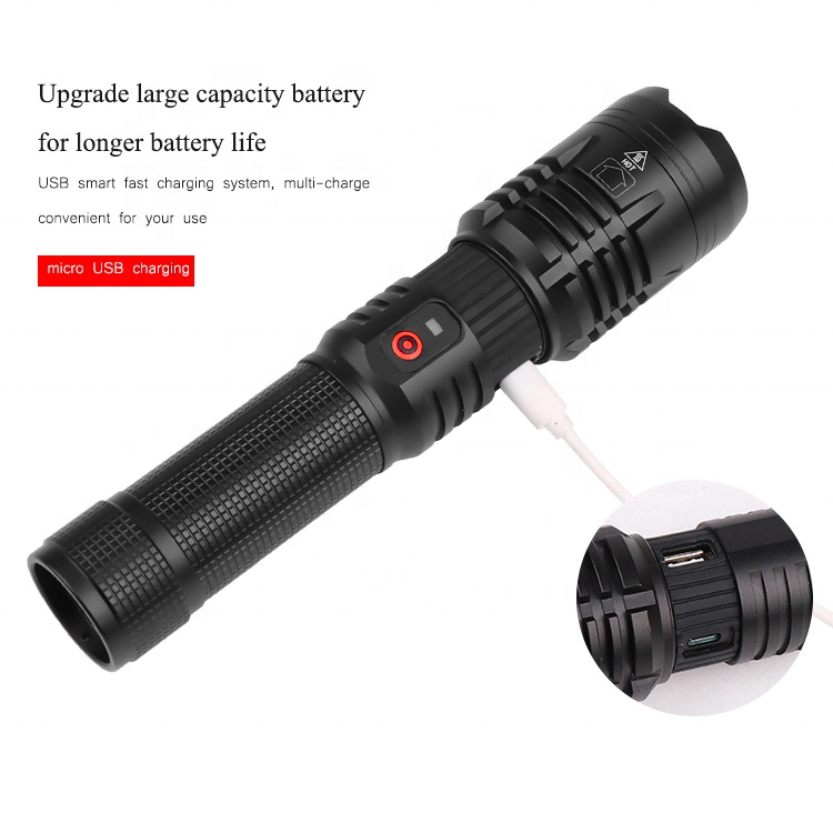 New design 18650 flashlight night vision waterproof led zoom rechargeable flashlight