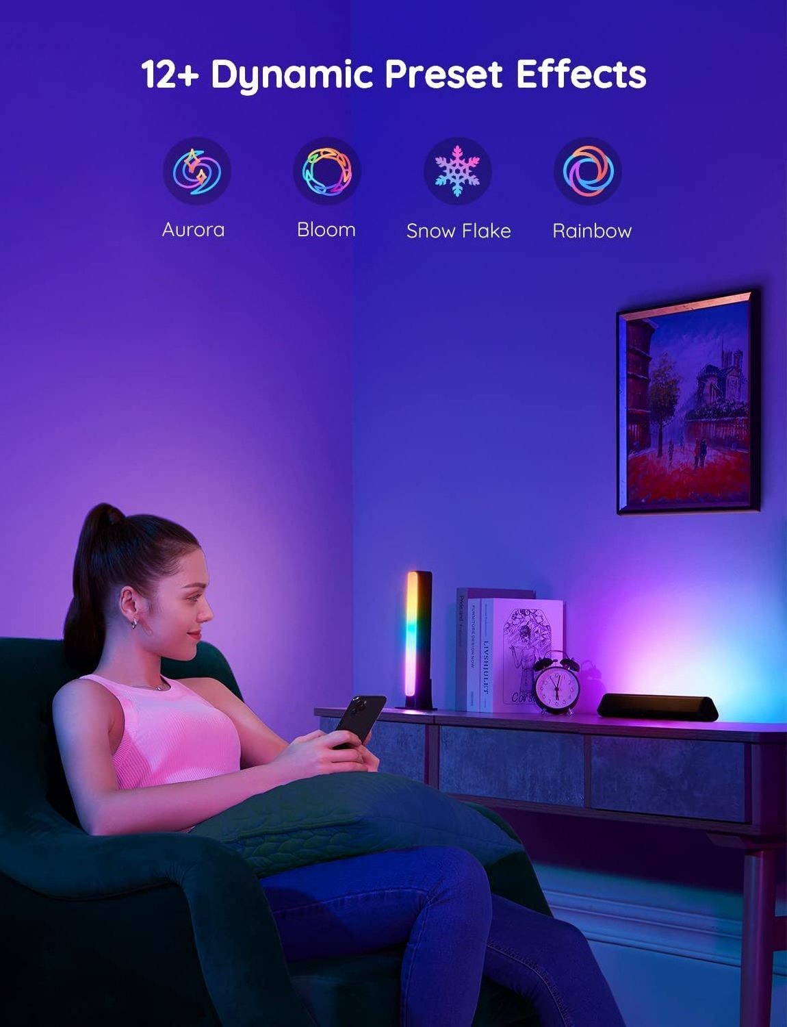 WiFi TV Backlights with Scene Modes and Music Modes for Gaming, Pictures, PC, TV, Room Decoration, Smart LED Light Bars