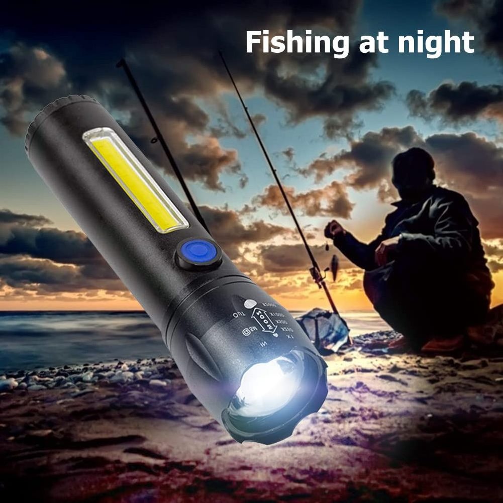 Torch Porwerful Torch 1000 Lumen 5w 10w Aluminum Rechargeable Cob Led Flashlight