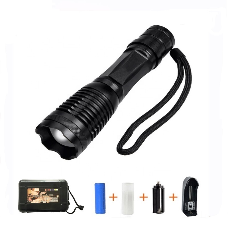 1000 lumen  IpX4 waterproof 18650 rechargeable AAA 2 mode T6 UV zoom flashlight