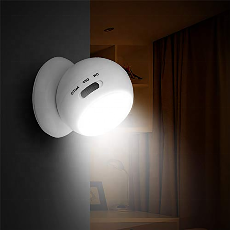 360 Degree Rotating Round Portable Battery Operated COB Motion Sensor Light with Magnetic base