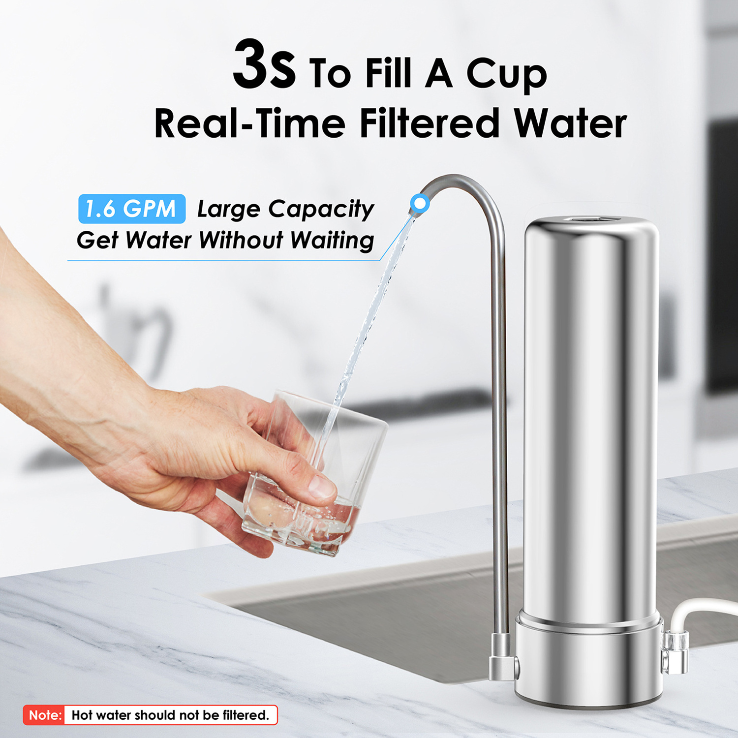 Well water Stainless-Steel chlorine removing Countertop Faucet Water Purifier System Faucet Water Filter tap faucet filter