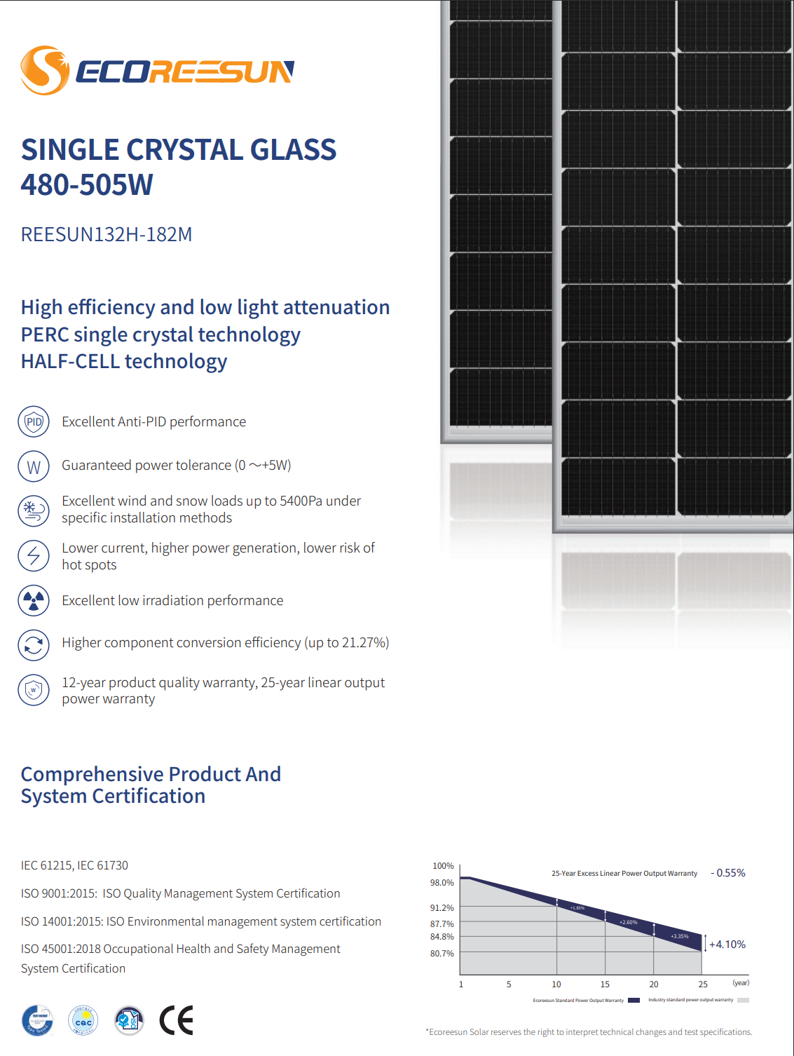 Cost-Effective Monocrystalline Silicon Solar Panel 550w Photovoltaic Panel Half Cell PV Module for Solar Power S