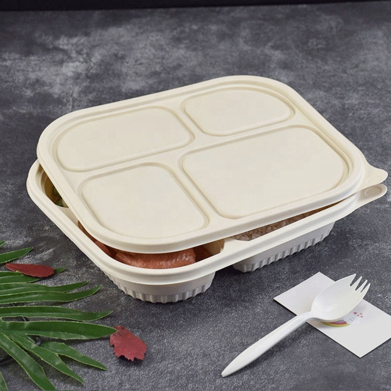 Biodegradable Fast Food Packaging Box 3 4 5 Compartment Microwave Safe Disposable Takeout Cornstarch Lunch Box