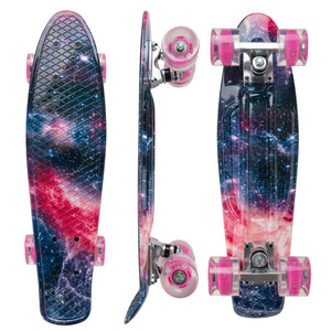 mini 22 inch complete blank deck plastic fish board cruiser skateboard with big LED wheel Skateboard