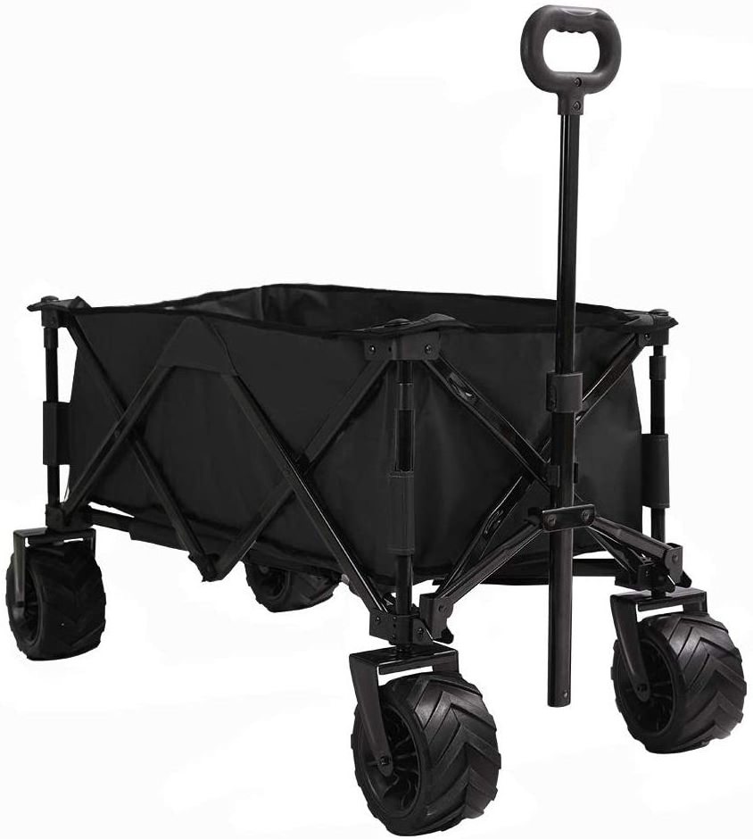 Heavy Duty Collapsible Folding All Terrain Utility Wagon Beach Cart With Egg Roll Table And Tailgate