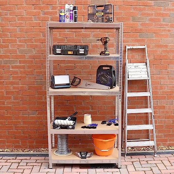 Adjustable Metal Shelving Unit 5 Shelves Space Saving House Garage Storage Shelves