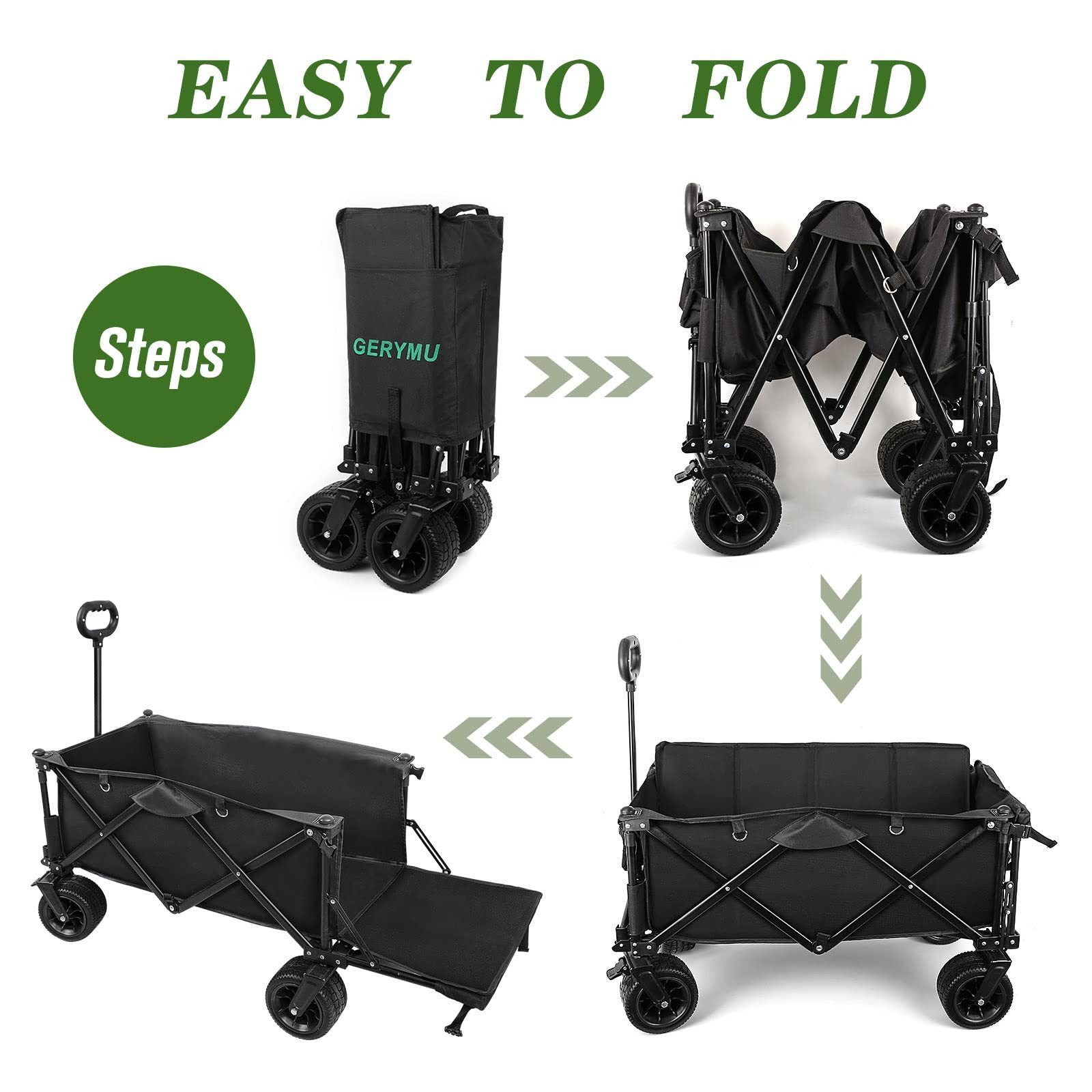 Collapsible Wagon Carts with Tailgate Folding Wagon Cart for Sand