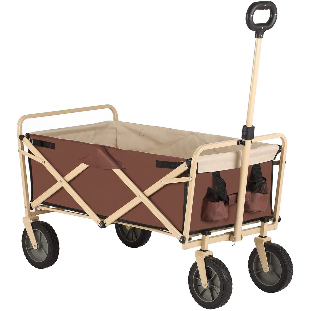 Camping Trolley Folding Trolley 4-wheeled Camping Foldable Cart Hand Carts Camping Wagon For Beach Outdoor Garden