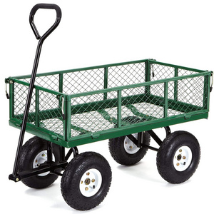 Capacity Heavy Duty Durable Steel Mesh Convertible Flatbed Garden Outdoor Hauling Utility Wagon Cart