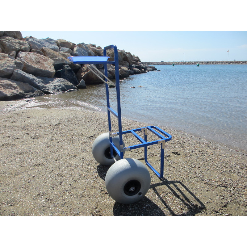 Outdoor Fishing Rolling Wheel Wagon Balloon Tire Surf and Beach Cart Collapsible Beach Trolley with Big Balloon Wheels for Sand