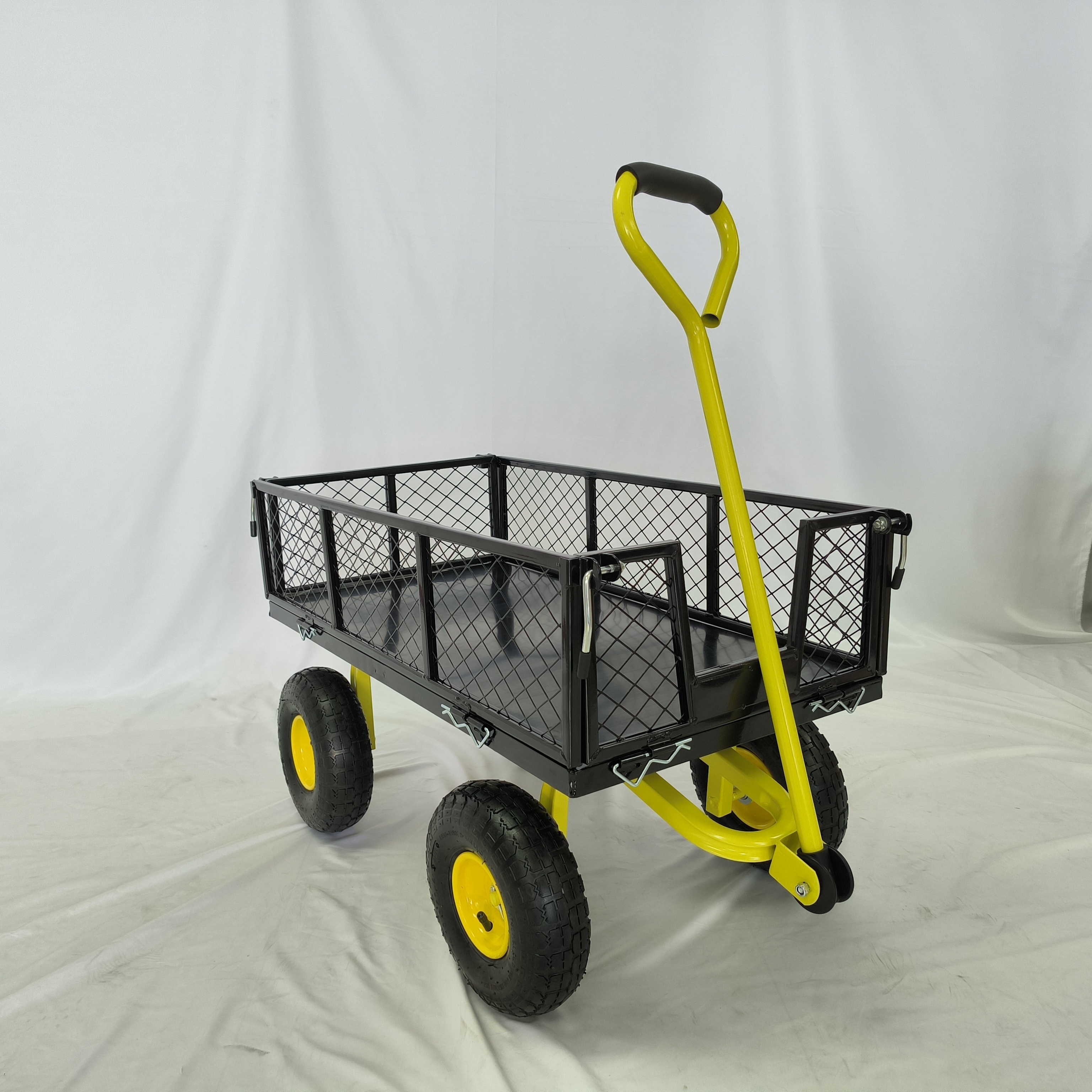 Heavy Duty 500 Lbs Capacity Wagon Cart With Removable Mesh Sides Convert Flatbed Farm Yard Garden Steel Mesh Garden Cart