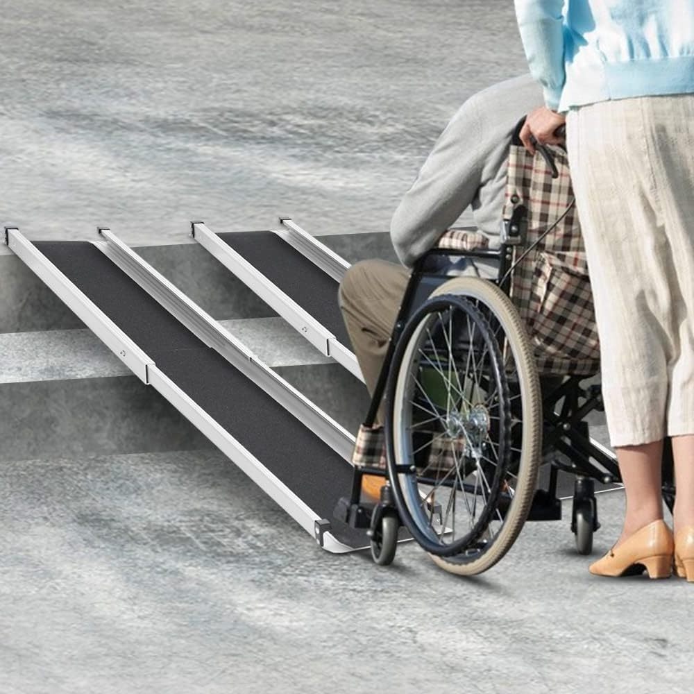 Aluminum Handicap Ramp Adjustable Telescopic Wheelchair Ramp Foldable Ramps for Wheelchairs Portable