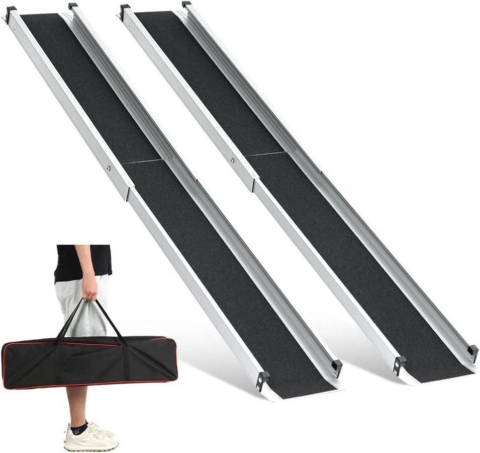 Aluminum Handicap Ramp Adjustable Telescopic Wheelchair Ramp Foldable Ramps for Wheelchairs Portable