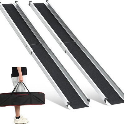 Aluminum Handicap Ramp Adjustable Telescopic Wheelchair Ramp Foldable Ramps for Wheelchairs Portable