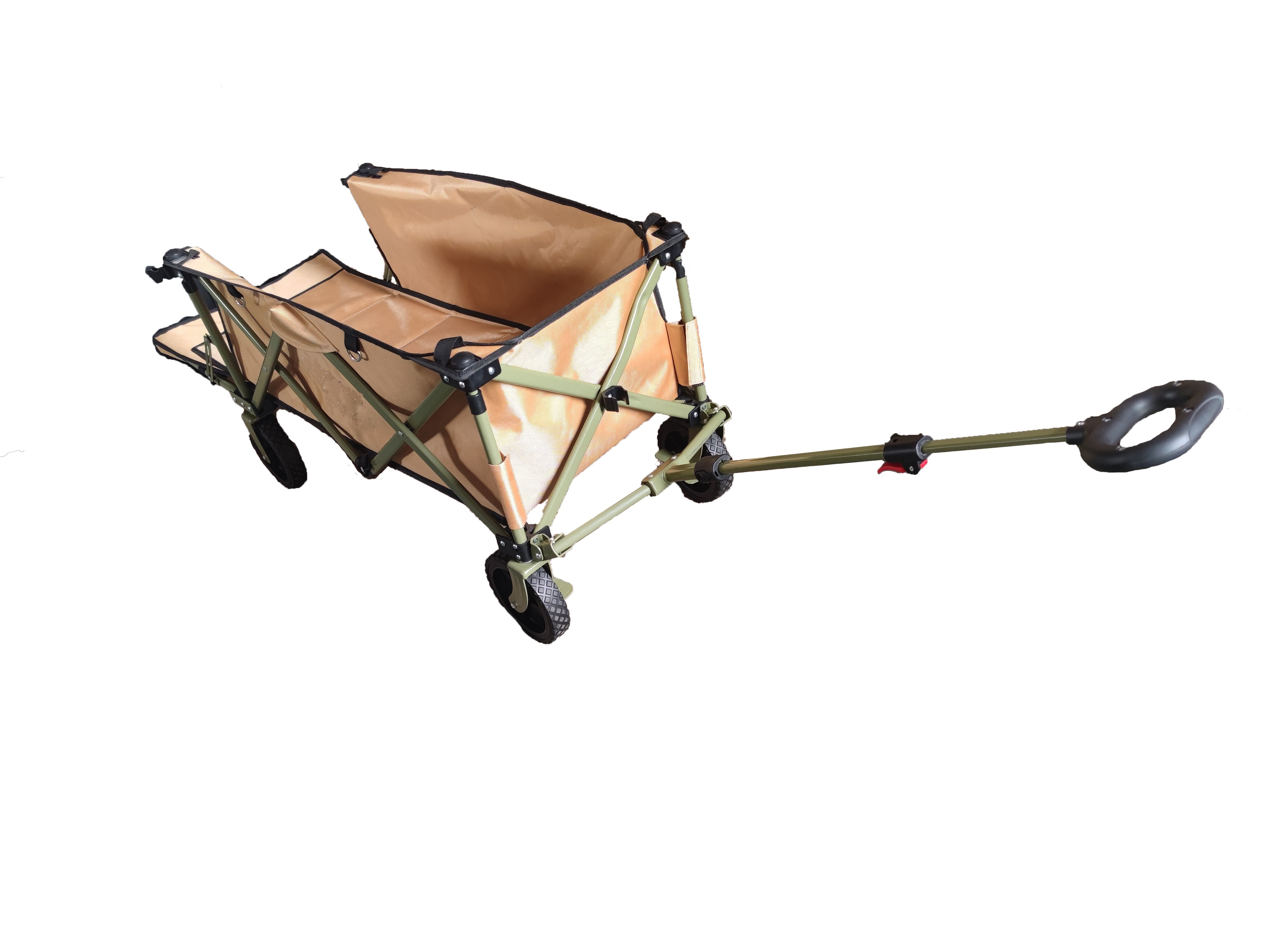 ECO1001TH Steel Frame Folding Outdoor Camping Trolley Wagon with Table Top Tailgate and High Handle for Adult