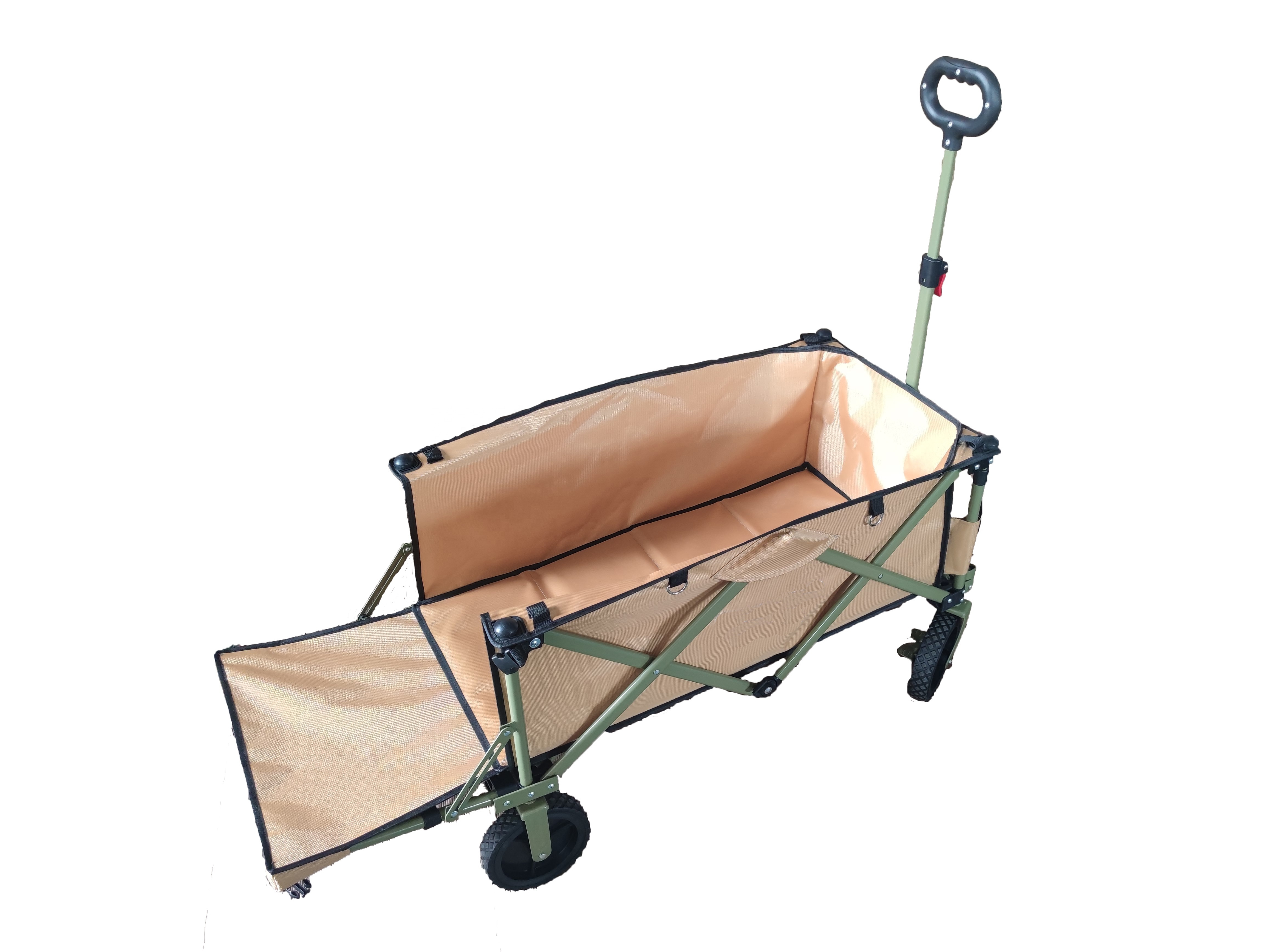 ECO1001TH Steel Frame Folding Outdoor Camping Trolley Wagon with Table Top Tailgate and High Handle for Adult