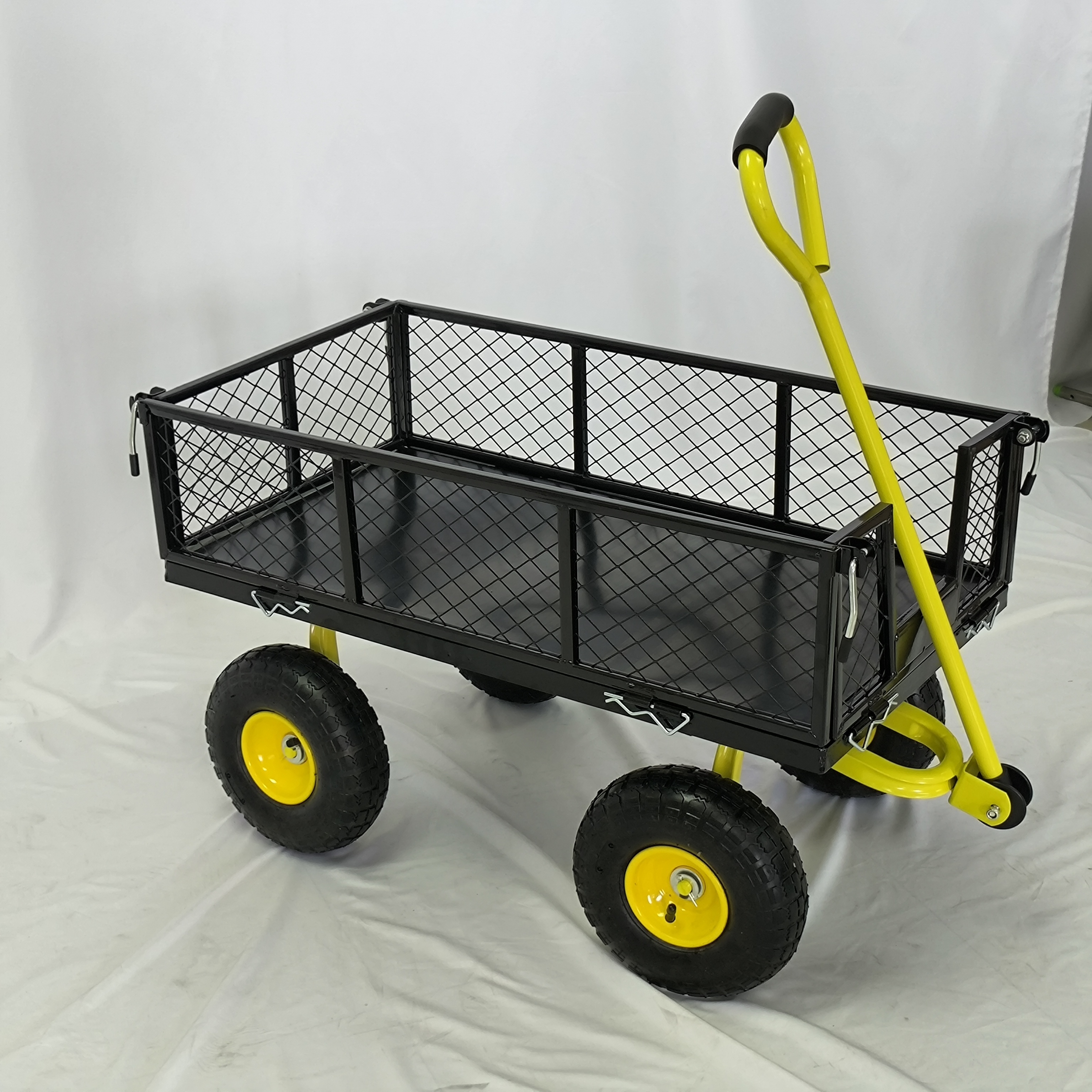 Heavy Duty 500 Lbs Capacity Wagon Cart With Removable Mesh Sides Convert Flatbed Farm Yard Garden Steel Mesh Garden Cart