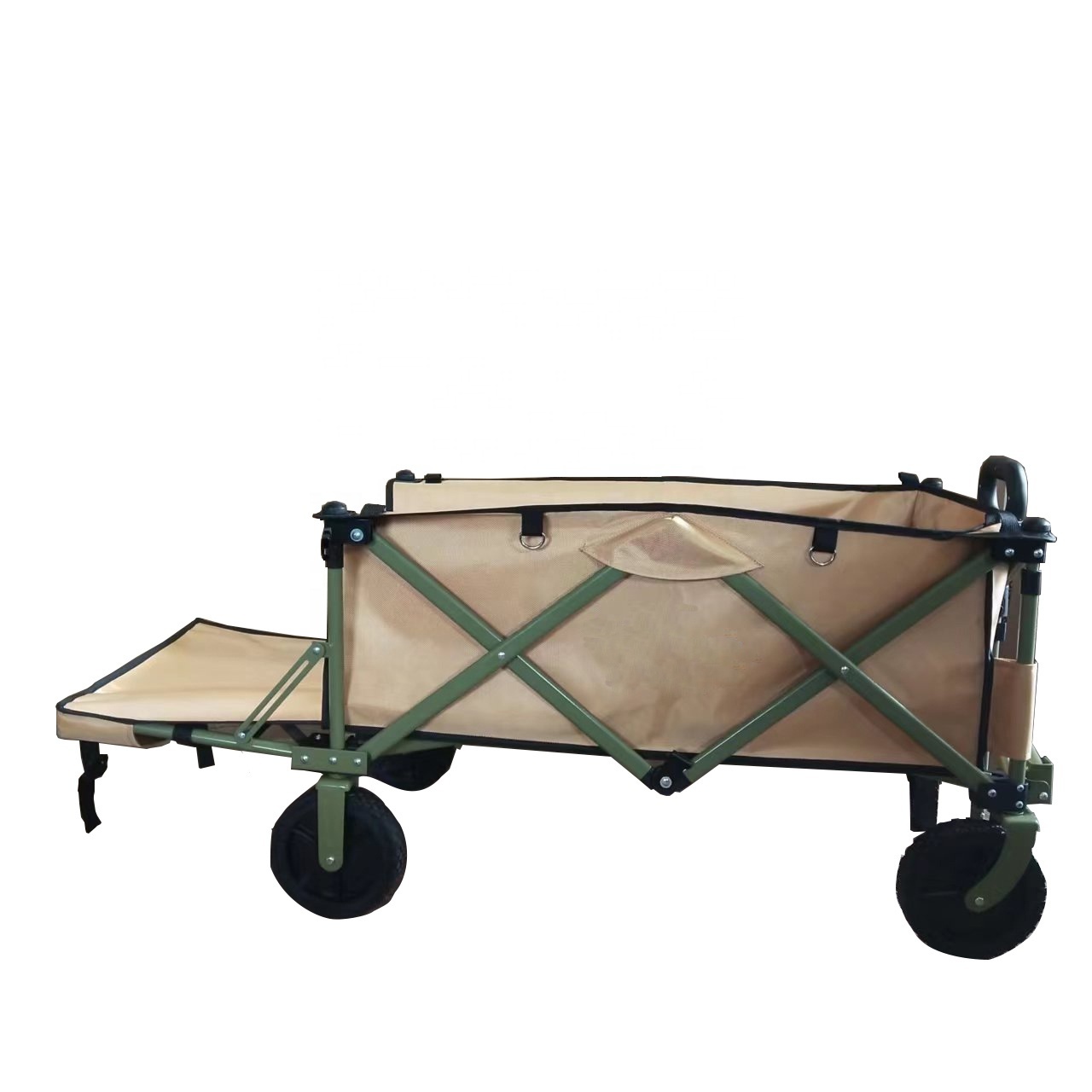 ECO1001TH Steel Frame Folding Outdoor Camping Trolley Wagon with Table Top Tailgate and High Handle for Adult